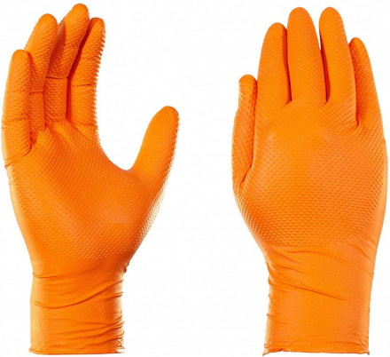 Перчатки нитриловые GOGRIP особопрочные оранжевые 25 пар L, XL 