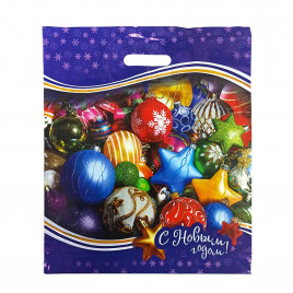 Пакет с вырубной ручкой Елочные игрушки 40*47см 45мкм 50шт