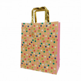 Пакет крафт с золотой ручкой размер 26*32*12см