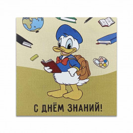 Мини-открытка 1 сентября Дональд Дак №2 7*7см