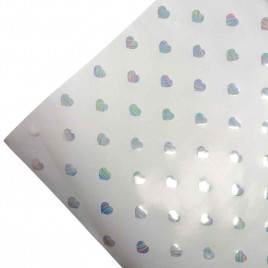 Бумага белая крафт в рулоне Голографические сердца размер 58см*10м
