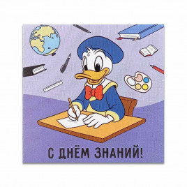 Мини-открытка 1 сентября Дональд Дак №3 7*7см