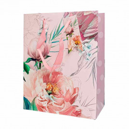 Пакет ЛЮКС Цветы с глиттером размер 18*23*10см