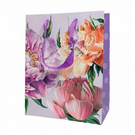 Пакет ЛЮКС Цветы с глиттером размер 18*23*10см