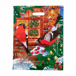 Пакет с вырубной ручкой Зимняя сказка 38*47см 60 мкм 50шт