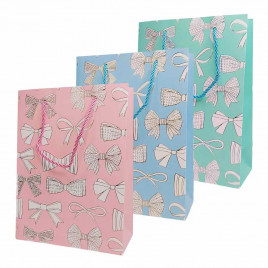 Пакет ЛЮКС Бантики с метал тиснением размер 18*23*10см