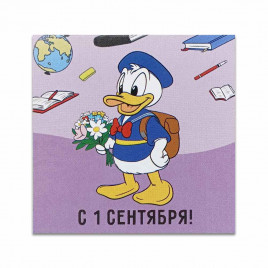 Мини-открытка 1 сентября Дональд Дак №6 7*7см