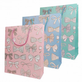 Пакет ЛЮКС Бантики с метал тиснением размер 26*32*12см