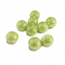 Бусины перламутр зеленые d-2см уп. 17шт