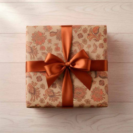 Бумага крафт лист Орнамент цветы красные размер 70*100см