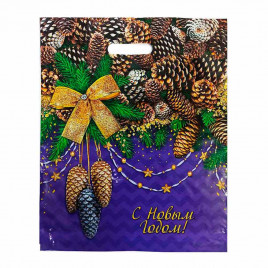 Пакет с вырубной ручкой Шишки 38*47см 60 мкм 50шт