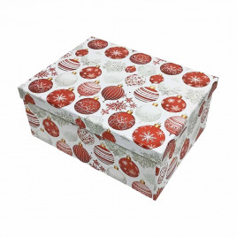 Коробка прямоугольная Красные шары на белом в 6-ти размерах