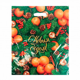 Пакет с вырубной ручкой Апельсины в ели 40*47см 45мкм 50шт