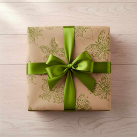 Бумага крафт в рулоне Мотыльки зеленые размер 70см*10м