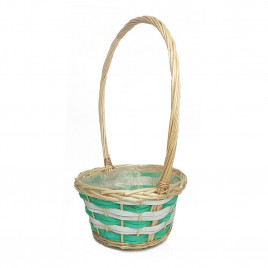 Корзина круглая комбинированная белая мятная ива в 2-х размерах