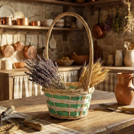 Корзина круглая комбинированная белая мятная ива в 2-х размерах