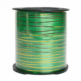 Лента бобина полипропиленовая Золотая полоса зеленая размер 5мм*250м