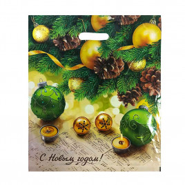 Пакет с вырубной ручкой Зеленые шары 40*47см 45мкм 50шт