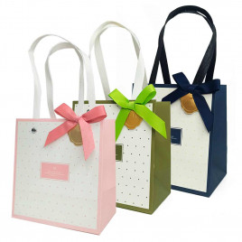 Пакет ЛЮКС Горошек с бантиком размер 14*13,5*9см