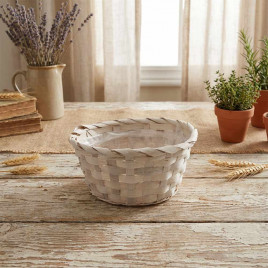 Корзина круглая плошка бамбук белая размер D-19см Н-9см