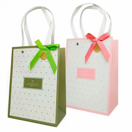 Пакет ЛЮКС Горошек с бантиком размер 16*22*10,5см