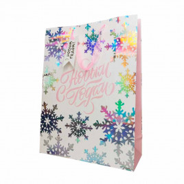 Пакет ЛЮКС НГ С новым годом с блестками размер 31*44*12см