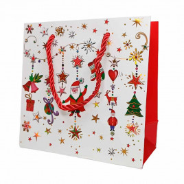 Пакет ЛЮКС НГ Новогодний мини с золотым тиснением размер 14*15*7см