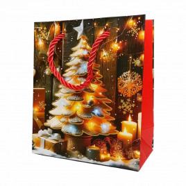 Пакет ЛЮКС НГ Новогодний микс с золотым тиснением размер 12*15*6см