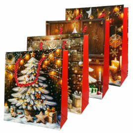 Пакет ЛЮКС НГ Новогодний микс с золотым тиснением размер 12*15*6см