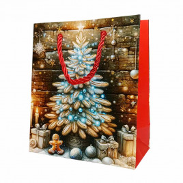 Пакет ЛЮКС НГ Новогодний микс с золотым тиснением размер 12*15*6см