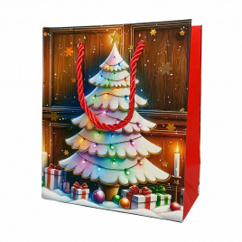 Пакет ЛЮКС НГ Новогодний микс с золотым тиснением размер 12*15*6см