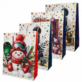 Пакет ЛЮКС НГ Снеговик размер 18*23*10см