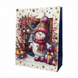 Пакет ЛЮКС НГ Снеговик размер 18*23*10см
