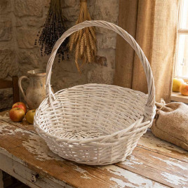 Корзина овальная белая ива скошенный край в 3-х размерах арт 830800