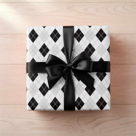 Бумага подарочная Ромбы черно-белые размер листа 70*100см уп 2л