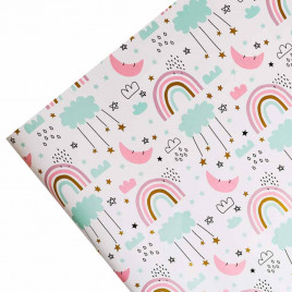 Бумага подарочная Радуга и звездочки размер листа 70*100см уп 2л