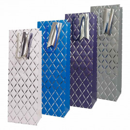 Пакет под бутылку ЛЮКС Ромбики с тиснением размер 12*36*9см