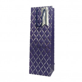 Пакет под бутылку ЛЮКС Ромбики с тиснением размер 12*36*9см