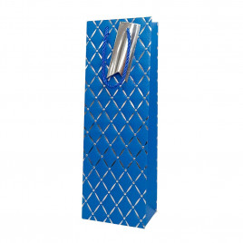 Пакет под бутылку ЛЮКС Ромбики с тиснением размер 12*36*9см