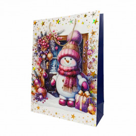 Пакет ЛЮКС НГ Снеговик размер 31*44*12см