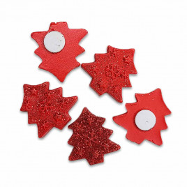 Декор на липучке Елка красная размер 2,5см уп 9шт