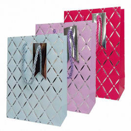 Пакет ЛЮКС Ромбики с тиснением размер 14*20*7см
