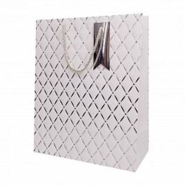 Пакет ЛЮКС Ромбики с тиснением размер 26*32*12см