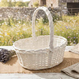 Корзина овальная белая ива размер 40*32*16*39см арт 853694