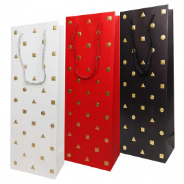 Пакет под бутылку ЛЮКС Золотые фигуры размер 12,7*36*8см