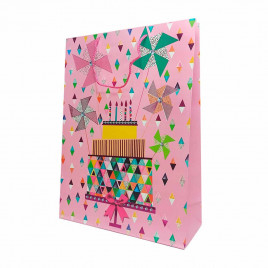 Пакет ЛЮКС День рождения с блеском размер 26*32*10см