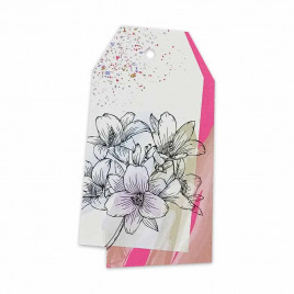 Бирка картонная Нарисованные цветы 5*9см арт 14688