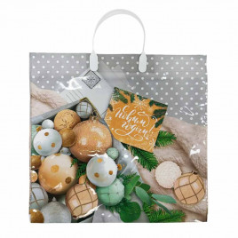 Пакет с пластмассовыми ручками Шары с открыткой размер 36*40см 10шт