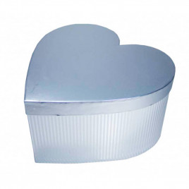 Коробка сердце Полоска серебро размер 25*29,5*16см