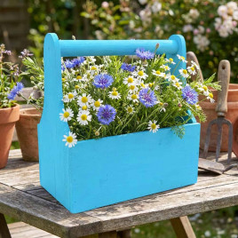 Ящик флористический с ручкой голубой размер 25*13*24см